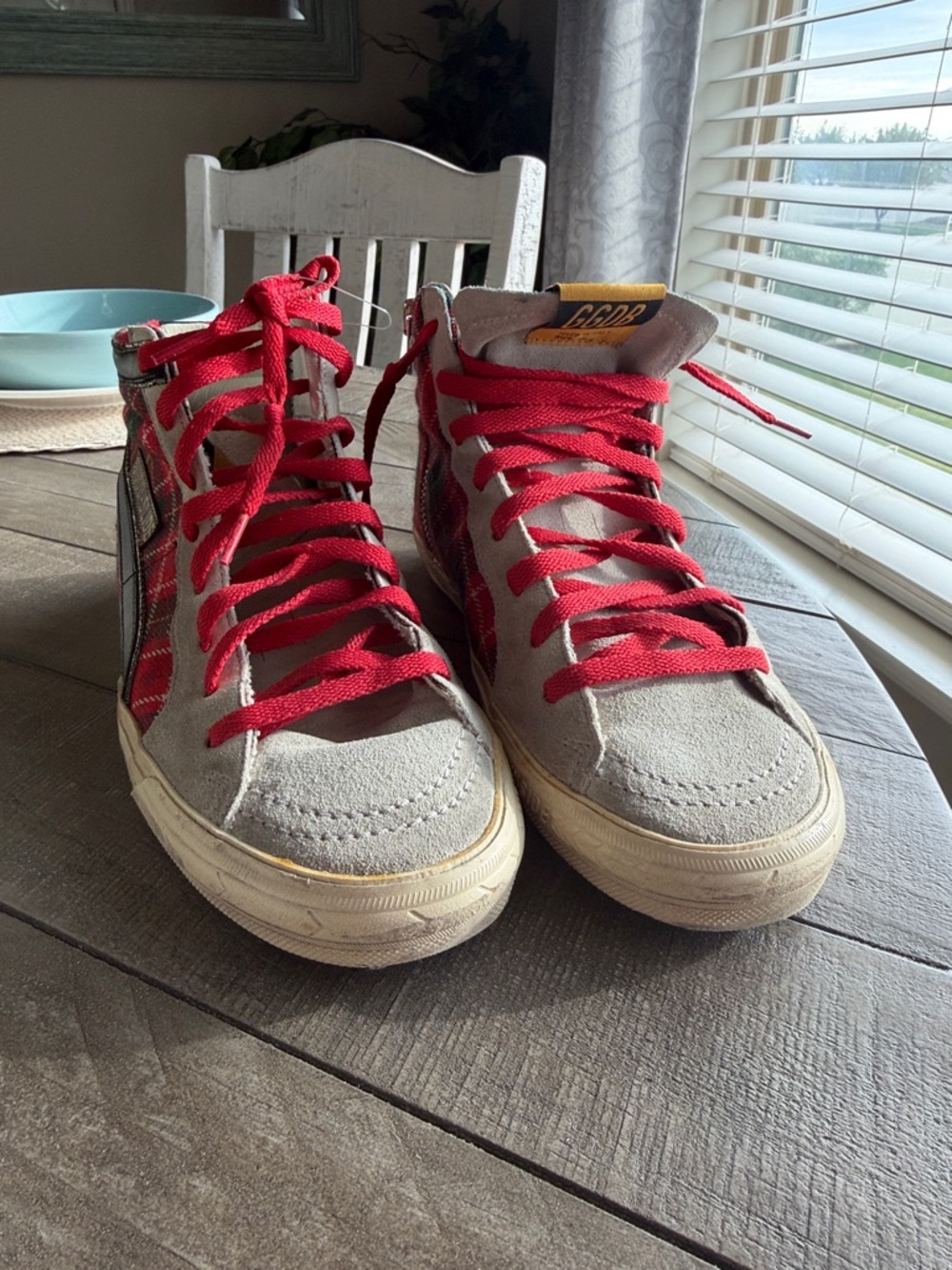 Golde Goose Tartan Red Plaid High-Top Sneakers - Picture 9 of 10